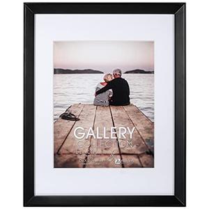 Malden International Designs 8x10 11x14 Black Wedge Matted Picture Frame, White