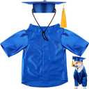 Dog Graduation Cap and Gown 2026 Washable Pet Graduation Costume for Dog Cat Shirt and Hat(Traditional,Royal Blue, Small