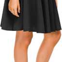 Urban CoCo Women's Basic Midi Skirt Versatile Stretchy Flared Casual High Waisted Skirt (Black)