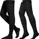 Compression Stockings for Women & Men, 2 Pairs 15-20mmHg Thigh High Compression Socks for Varicose Veins, Swelling, Pregnant (X-Large, Closed Toe/Black/2 Pair)