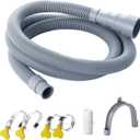 Elyfree Washing Machine Drain Hose, 5 Feet Flexible Washer Drain Hose Extension, Universal Dishwasher Drain Hose Extension Kits Corrugated Washer Hoses W/ 1 Hose 4 Clamps