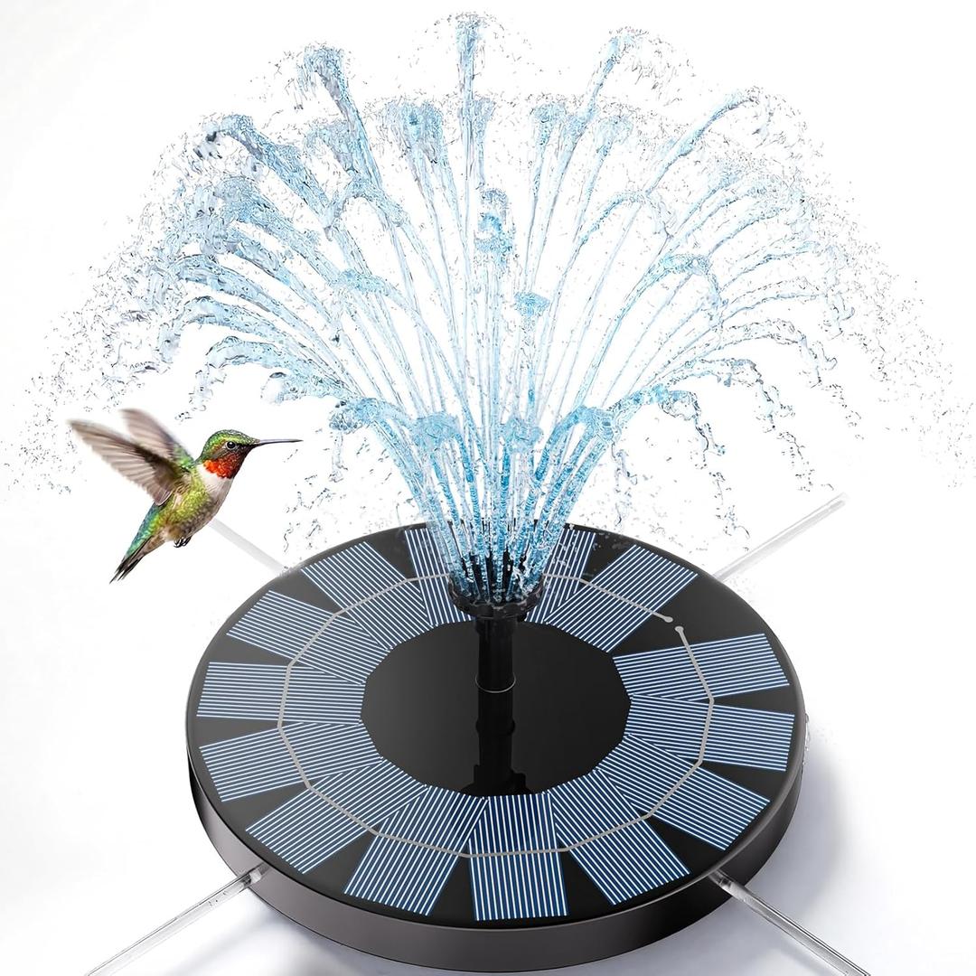 AISITIN Solar Fountain Pump 2.5W Bird Bath Fountain Solar Powered Water Fountain with 8 Nozzle & 4 Fixer, Solar Fountain Pump for Bird Bath, Garden, Pond, Pool