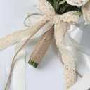 Wedding Bouquets for Bride Bridesmaid,White Champagne Artificial Roses Flowers for Wedding Church Decoration (6.5in)