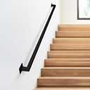 4FT Black Industrial Iron Hand Railing, Wall Support Handle for Indoor Stairs & Outdoor Decks, Non-Slip & Rust-Resistant