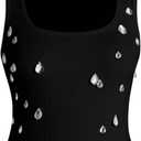 Verdusa Women's Crop Tops Sleeveless Festival Party Clubwear Fashion Crystal Tank Top (M)
