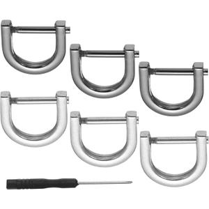 PATIKIL 9/16" D-Rings Screw in Shackle, 8 Pcs Horseshoe U Shape D Ring Zinc Alloy Semicircle Buckles Replacement for Purse Keychain Collar Accessories Craft, Silver/Black