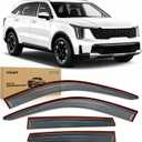 Nilight Tape-On Rain Guards for Kia Sorento 2021-2026, Dark Smoke Tinted Out-Channel Window Visors, Vent Deflectors for Fresh Air, Rain & Wind Protection, 4PCS