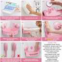 LEVERLOC Corner Shower Caddy Suction Cup, shower shelves suction cup, 2 Pack Basket Powerful Bathroom, Waterproof & Oil-proof Organizer for Kitchen, No-Drilling Removable (Pink)