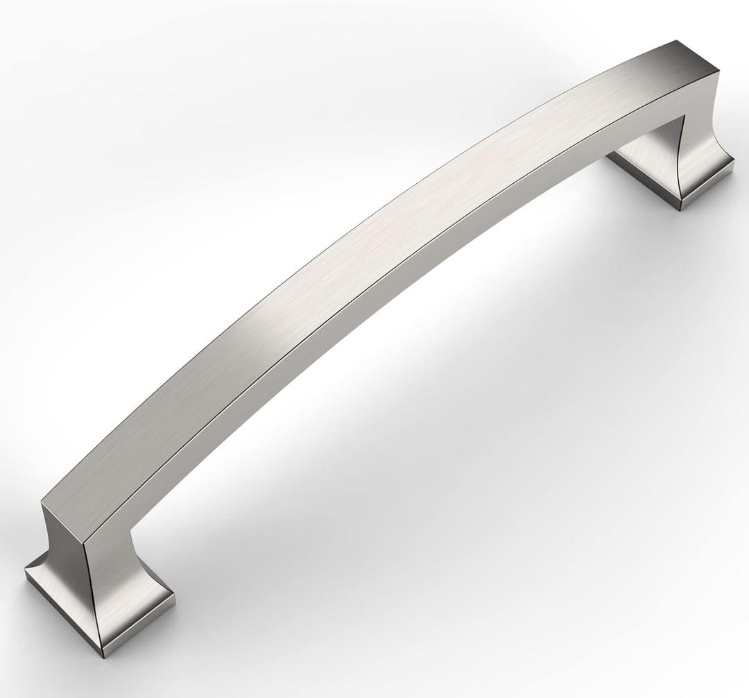Amerdeco 10 Pack Brushed Satin Nickel 5 Inch(128mm) Hole Centers Kitchen Cabinet Pulls Cabinet Hardware Kitchen Handles for Cabinets Cupboard Handles Drawer Pulls ZH0009BSN