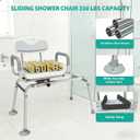 UNILEAF Sliding Tub Transfer Bench with 360 Swivel Seat, 350 lb Capacity Shower Transfer Chair for Bathtub, Height Adjustable Frame with Safety Strap, ToolFree Assembly