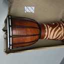 Djembe Drum Carved Bongo African inspired music also a unique gifting idea. Carver Abstract Elephant Giraffe Turtle. (12 Inch, Elephant)