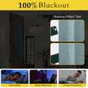 NICETOWN Linen Curtain for French Door - 100% Blackout Self Adhesive Window Curtain Thermal Insulated Privacy Door Blinds for Sidelight Curtains, 26 x 64 inch Long, Skylark Blue, 1 PC