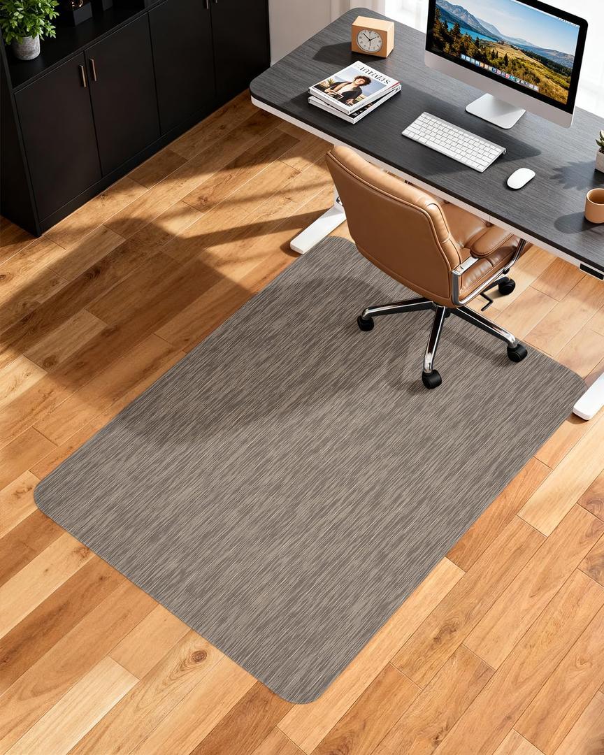 Soimeat Office Chair Mat for Hardwood Floor, 46.9" x 60.1" Non-Slip Desk Computer Chair Mat, PVC Floor Mat for Rolling Chair, Heavy Duty Wood/Tile Floor Protector Desk Rug for Home, Dark Brown