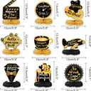 HOWAF 9 Pieces Retirement Party Decorations Black Gold Retirement Honeycomb Centerpieces Happy Retirement Table Decorations Table Centerpieces for Men and Women Retirement Party Supplies
