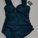 Eomenie Women's One Piece Swimsuit Tummy Control Cutout Bathing Suit Push Up Wide Straps Swim Suit, Peacock Green