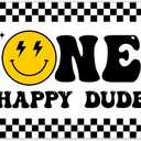Fabric 72x43inch One Happy Dude 1st Birthday Backdrop Newborn Photography Background for Boys Girls Party Decorations Photo Banner Booth Props