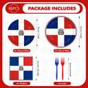 96Pcs Dominican Republic Flag Party Decorations Dominican National Plates and Napkins Red White and Blue Flag Tableware Set for Patriotic Country Festival Party Supplies Serves 24