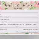 BEST PAPER GREETINGS 50 Pack Floral Wedding Advice Cards for Bride, Bridal Shower Games (5x7 In)
