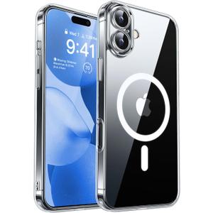 CANSHN Magnetic for iPhone 17 Case Clear, Upgraded [Full Camera Protection] [Compatible with Magsafe] Non-Yellowing Protective Shockproof Bumper - Clear (iPhone 17 (6.3 Inch,2 Lens))