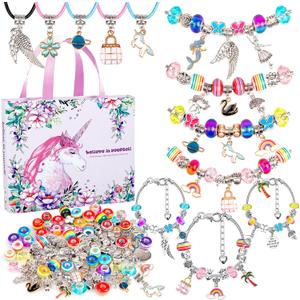 SUREHOME Jewelry Making Kit for Girls 8-12, 110 pcs Charm Bracelet Making Kit Art & Crafts for Girls Ages 6-8 DIY Necklace Toy Birthday Gifts for 5 7 8 9 10 11 Years Old Kids Trendy Stuff