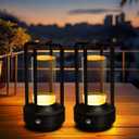 Set of 2 Cordless Table Lamps, LED Rechargeable Battery Operated Desk Lamps with 3 Color Stepless Dimmable, Small Light Portable for Outdoor Patio Bar Restaurants Bedroom Bedside (Black)