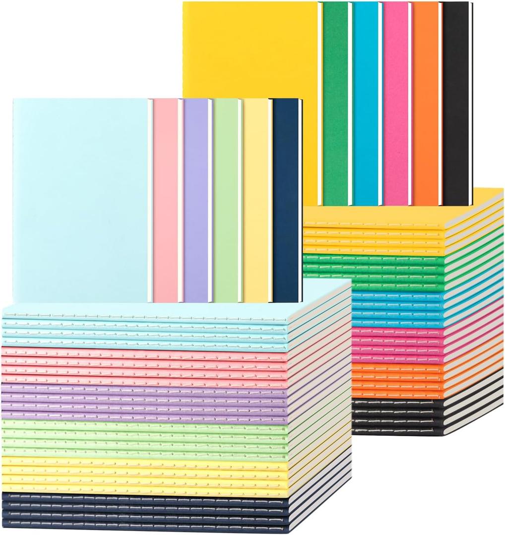 60 Pack Colorful Lined Notebooks for Writing, Journals Bulk, A5 Composition Books, 8.3x5.5 Inch, 60 Pages, 30 Sheets Sketchbooks for Office School Travel Supplies (Lined-60 pack, 12 Colors)