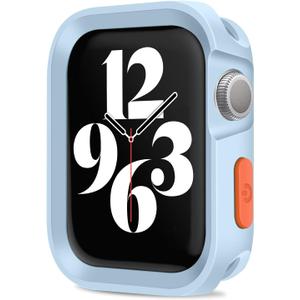 Amizee Rugged Case Compatible with Apple Watch Case Series 9/8/7 45mm SE 3/2/1 Series 6/5/4 44mm, Soft TPU Shockproof Bumper Drop Proof Protective Cover Compatible with iWatch - Light Blue