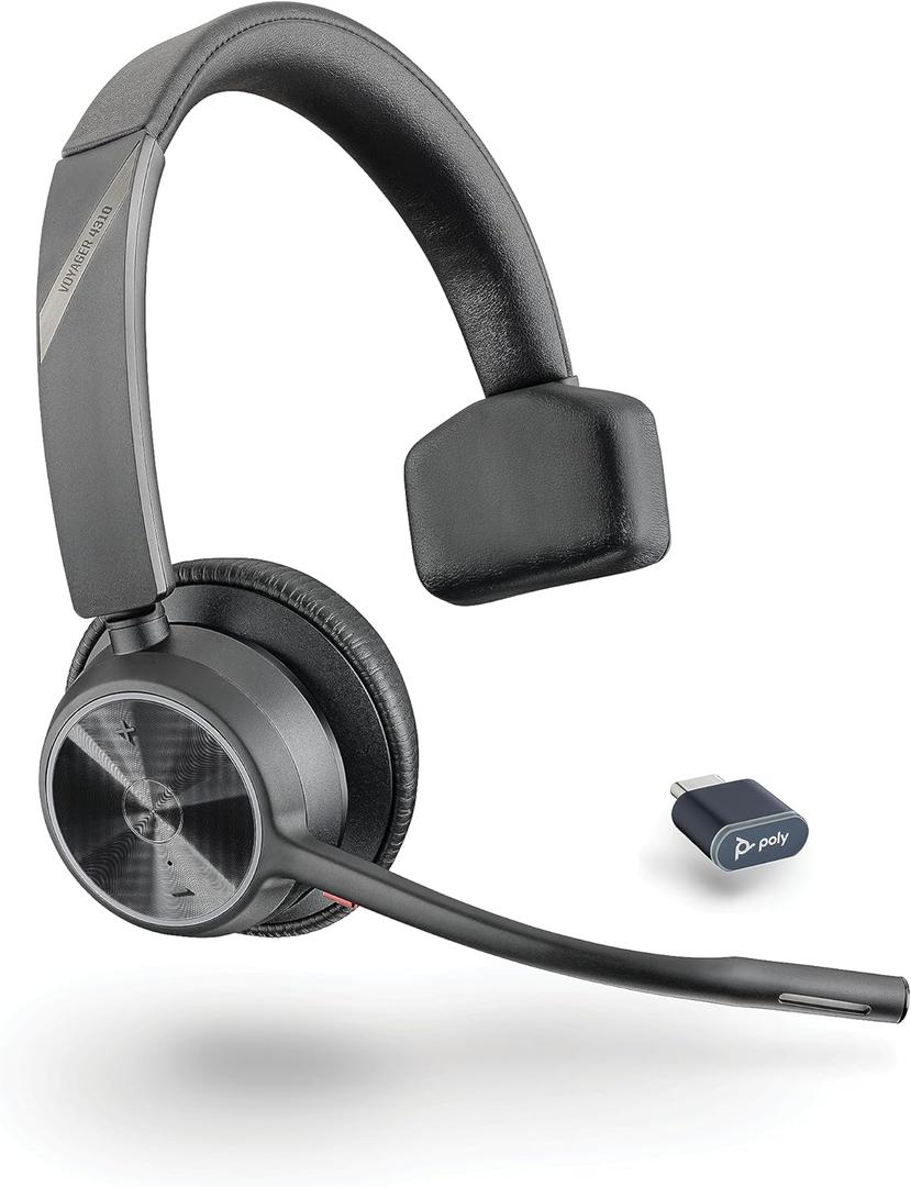 Poly Voyager 4310 UC Wireless Headset (Plantronics) - Single-Ear Bluetooth Headset w/Noise-Canceling Mic - Connect PC/Mac/Mobile via Bluetooth - Works w/Teams, Zoom, & More