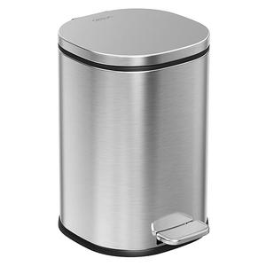 Cesun Bathroom Trash Can with Lid, 1.3 Gallon Small Garbage Can with Foot Pedal, Metal Round Wastebasket for Bathroom, Bedroom, Office, Silver