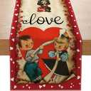 Vintage Valentine's Day Table Runner Valentines Decorations - Red Love Vintage Style Boys and Girls Valentines Day Anniversary Home Kitchen Dining Table Decor, Valentines Party Decor 13 x 72 Inch