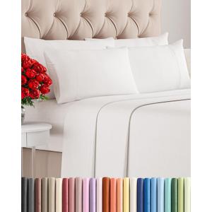 Full 6 Piece Sheet Set - Comfy, Breathable & Cooling - Soft Hotel Luxury Bedding for Women, Men, Kids, Teens and Children - 1 Flat & 1 Fitted Sheet & 4 Pillowcases with Deep Pockets - Antique White