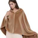 Wearable Blanket Poncho for Women & Men - 59"x31" Flannel Fleece Shawl Wrap, Soft Office Chair Blanket