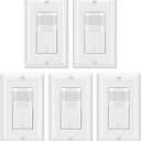 BESTTEN 5 Pack Motion Sensor Light Switch, PIR Vacancy & Occupancy, 800W 1/6 HP, 120/277V, Single Pole, Neutral Wire Required, Wallplate Included, UL Listed, White