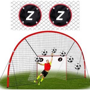 ZEALFEEL 3-in-1 Soccer Goal with Backstop Net & Rebounder, 21x10ft Soccer Rebounder Net with 2 Targets, 36-Strand PE Net, Soccer Training Equipment for Shoot Pass Ball Control Backyard Game