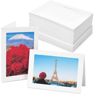 BEST PAPER GREETINGS 48 Pack Photo Frame Cards with Envelopes 4x6 - Paper Picture Frame for Photo Insert - Weddings, Graduations, Birthday, Anniversary (White Picture Cards)