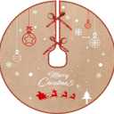 Burlap Christmas Tree-Skirt Fall Decorations - 30 Inch Vintage Rustic Farmhouse Holiday Indoor Decor White Snowflake Reindeer Deer New Santa Wedding Party Jute Tree Skirt