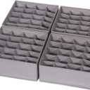 DIOMMELL 4 Pack Foldable Cloth Storage Box Closet Dresser Drawer Organizer Fabric Baskets Bins Containers Divider for Clothes Underwear Socks Lingerie Clothing, M Grey 40-0000