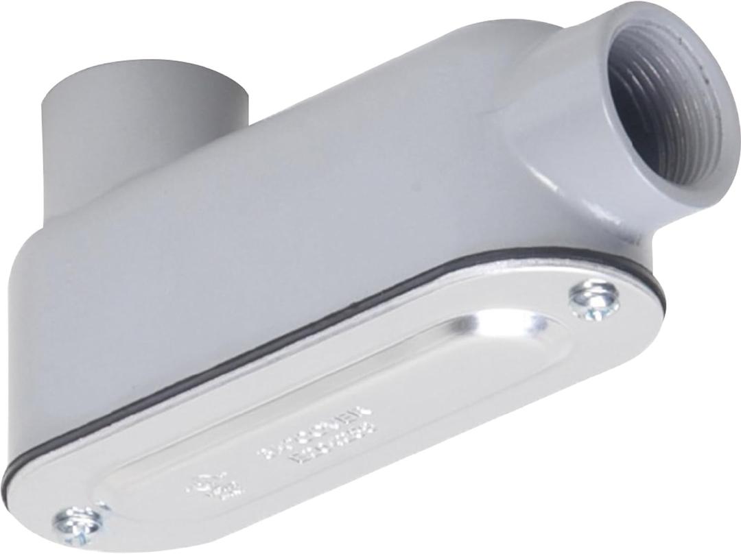 TayMac RLB100 Threaded LB Conduit Body, Die Cast Aluminum, Stamped Steel Cover, 1-Inch, Gray