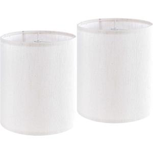 Tall Drum Lamp Shades Set of 2 Medium Beige Bamboo Knot Linen Textured Lampshade 9.8``Top x 9.8``Bottom x 11.8``High(Spider) Farmhouse Lamp shade for Table & Bedside Lamp