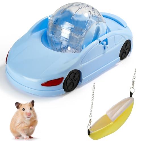 Hamster Exercise Ball Sports Car with Detachable Transparent Running Ball and Carriage, 2 Pcs - Quiet Exercise Toy Kit for Dwarf Hamsters, Mice and Gerbils - Easy to Assemble, No-Noise Night Running