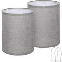 Tall Drum Lamp Shades Set of 2, Gray Lampshade for Table Lamp Floor Lamp, 10"Top x10" Bottom x 13"High, Replacement Lampshades Natural Linen Handcrafted, Spider, Harp Holders Included, Easy Assembly