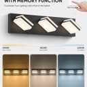VONLUCE Bathroom Vanity Light Fixture, 3-Light Modern LED Vanity Lights, 3CCT Adjustable Bathroom Light with Memory Function Rotatable Shades, 18" Wall Lighting Fixture Over Mirror, Matte Black