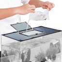 Fish Tank Lid Magnetic Aquarium Net Cover with Feeding Window 5-50 Gallon Aquarium Lid Anti-Jumping Net for Fish 11.8 FT DIY Magnetic Aquarium Cover (Black)