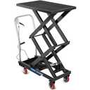 Garvee Hydraulic Lift Table Cart, 330 LBS Load Capacity 50 in Lifting Height, Double Scissor Lift Table with 4 Wheels and Non-Slip Pad for Material Handling and Transportation, Black