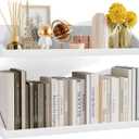 SRIWATANA Floating Shelves Large Set of 2, 24 Inch Wide Wall Shelves Wood Shelves Wall Mounted for Decor in Bedroom, Living Room, Bathroom, Kitchen, and Office (White)