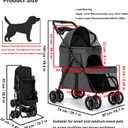 Double Dog Stroller for Medium Small Dogs and Cats Load-Bearing Up to 50lbs, Durable 360 Universal Wheels Lightweight One Hand Foldale Kittens Puppies Travel Stroller Cart(Double)