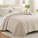 Lavsiry Beige Queen Size Quilt Bedding Set with Pillow Shams, Summer Lightweight Bedspread Coverlet, Soft Quilted Blanket Thin Comforter for All Seasons (Full/Queen(90"x96"))