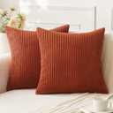 ANRODUO Pack of 2 Fall Pillow Covers Burnt Orange Throw Pillow Covers with Corduroy Cushion Case 18x18 Cute and Soft Boho Throw Pillow Covers Decorative Pillows Covers for Bed Couch Sofa Living Room