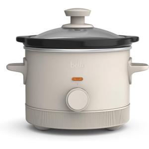 bella 1.5 Qt Slow Cooker with 3 Heat Manual Control, Ceramic Nonstick Coating, Dishwasher Safe Stoneware Pot and Tempered Glass Lid, Tangle Free Cord Wrap & Cool Touch Handles, Oatmilk
