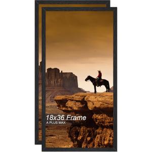 A PLUS MAX 18x36 Picture Frame Set of 2 Black Light Weight Wall Mount